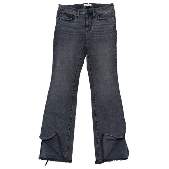 Madewell Kick Out Full Length Jeans Sz 30 Gray Raw Hem Slit Flare. - Picture 2 of 9